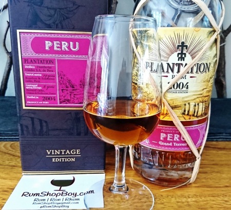 Plantation Peru 2004 Rum: Box, Bottle and Glass